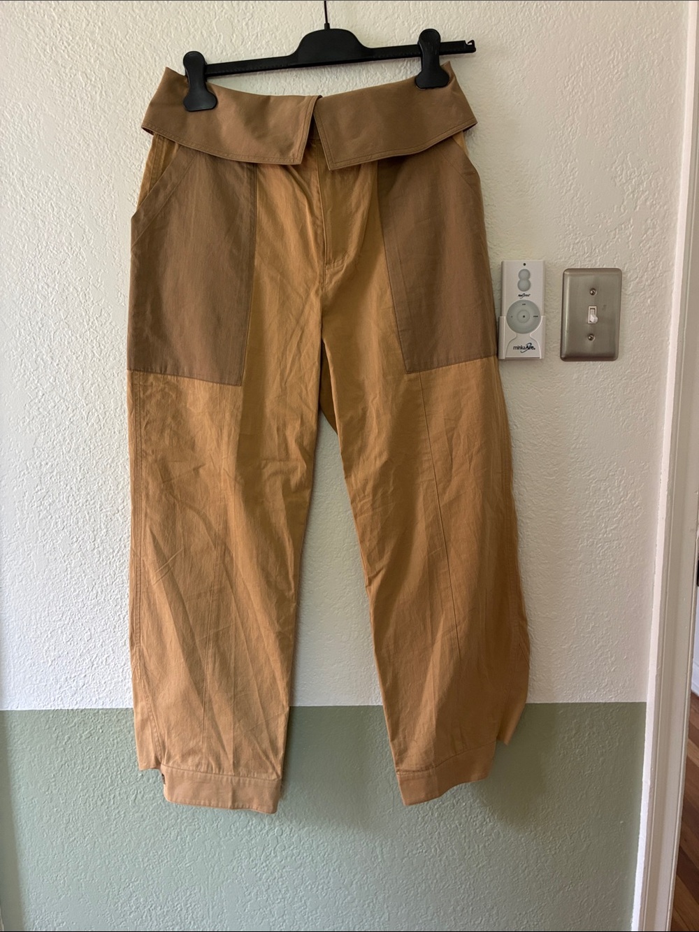 Frame Denim Two-Tone Tan Patchwork Trousers